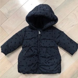 Jacadi Paris girls navy dots warm jacket 12 months